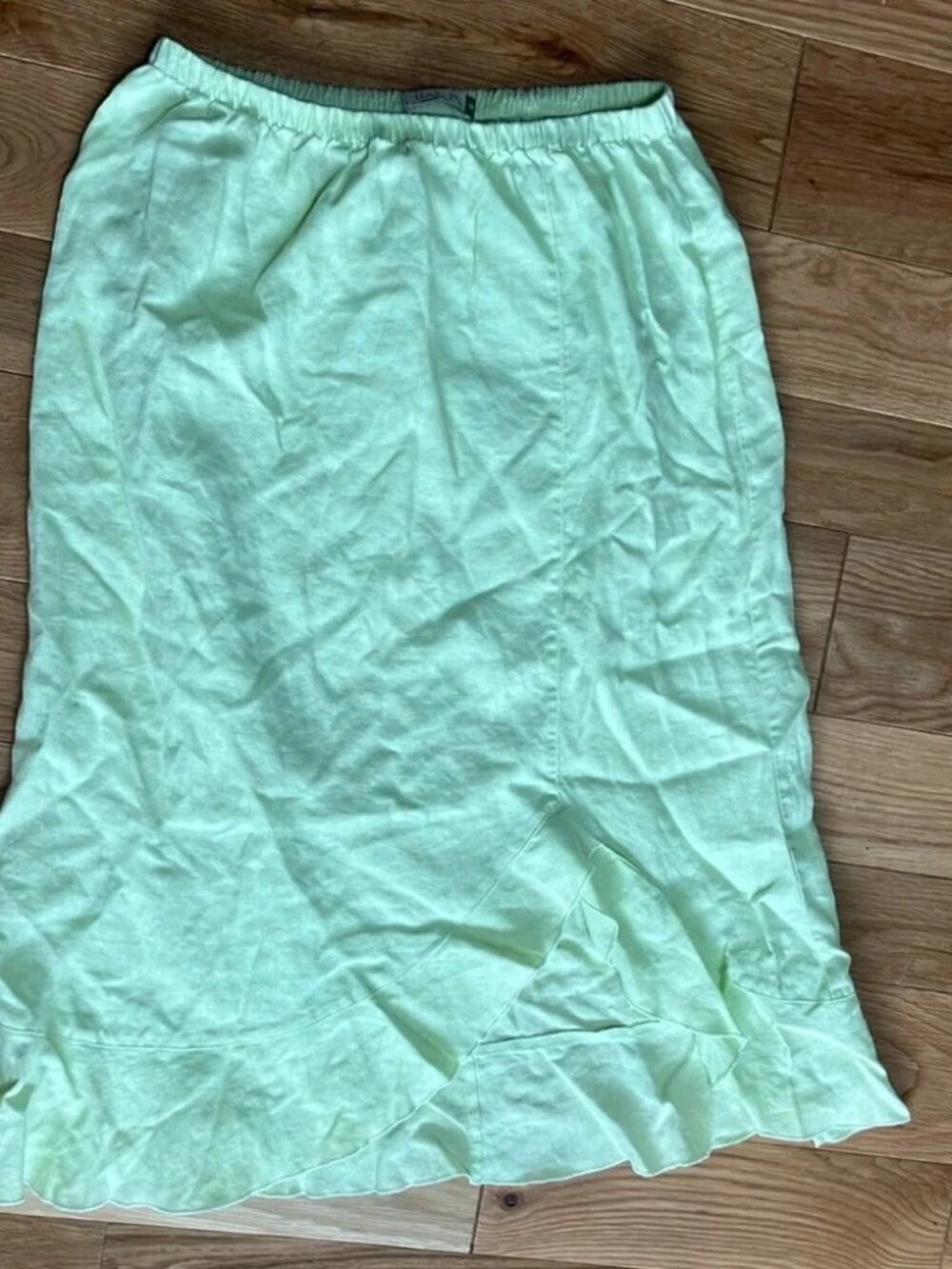 Chalet Light Green linen Midi Skirt sz medium